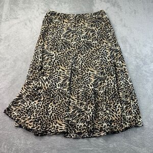 JM Collection Skirt Women’s Large Brown Animal Print Midi Flowy Boho Lined Cute